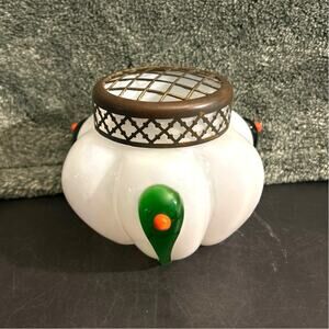 Loetz Applied Vase with Flower Frog Art Nouveau Antique